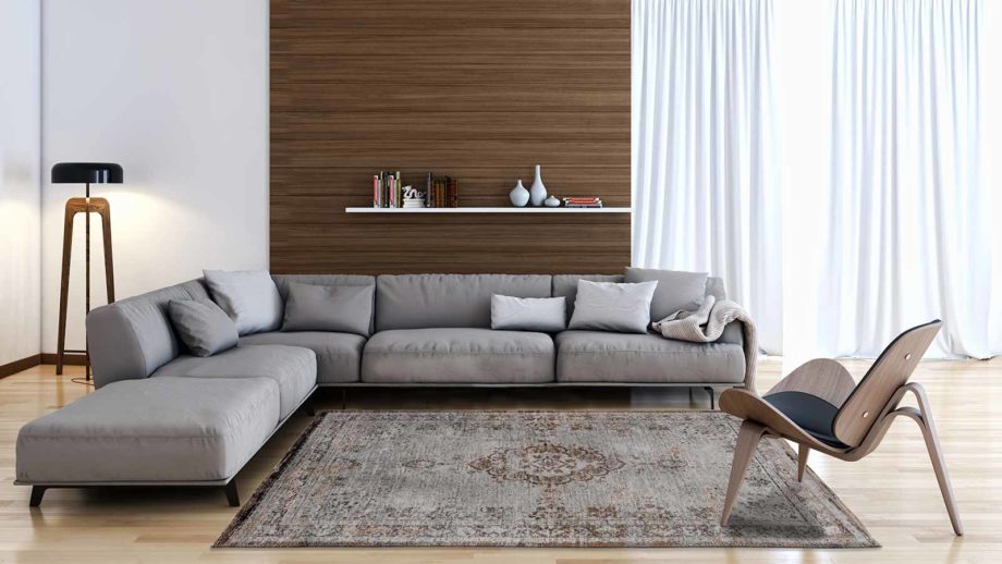 Louis De Poortere matta LX 8257 Fading World Medaillon Grey Ebony interior