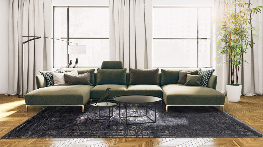 Louis De Poortere matta LX 8263 Fading World Medaillon Mineral Black interior