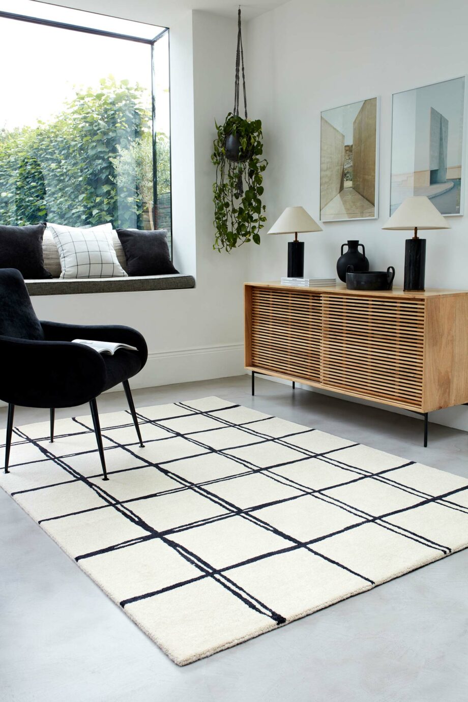 Asiatic matta Albany Grid Monochrome interior