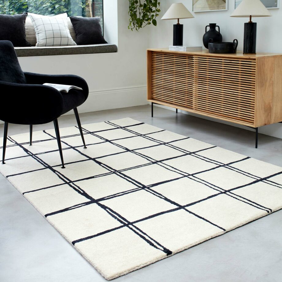 Asiatic matta Albany Grid Monochrome interior square