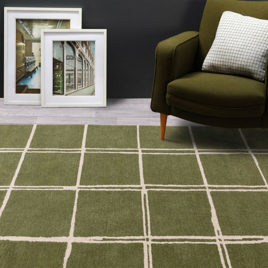 Asiatic matta Albany Grid Olive interior square