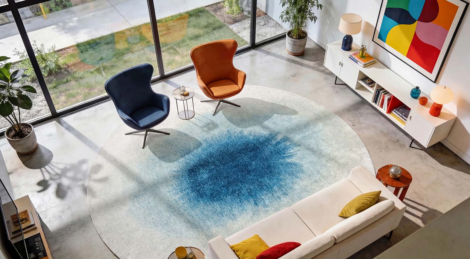 Louis De Poortere matta Meditation 2102 Drop Dream In Blue interior 2